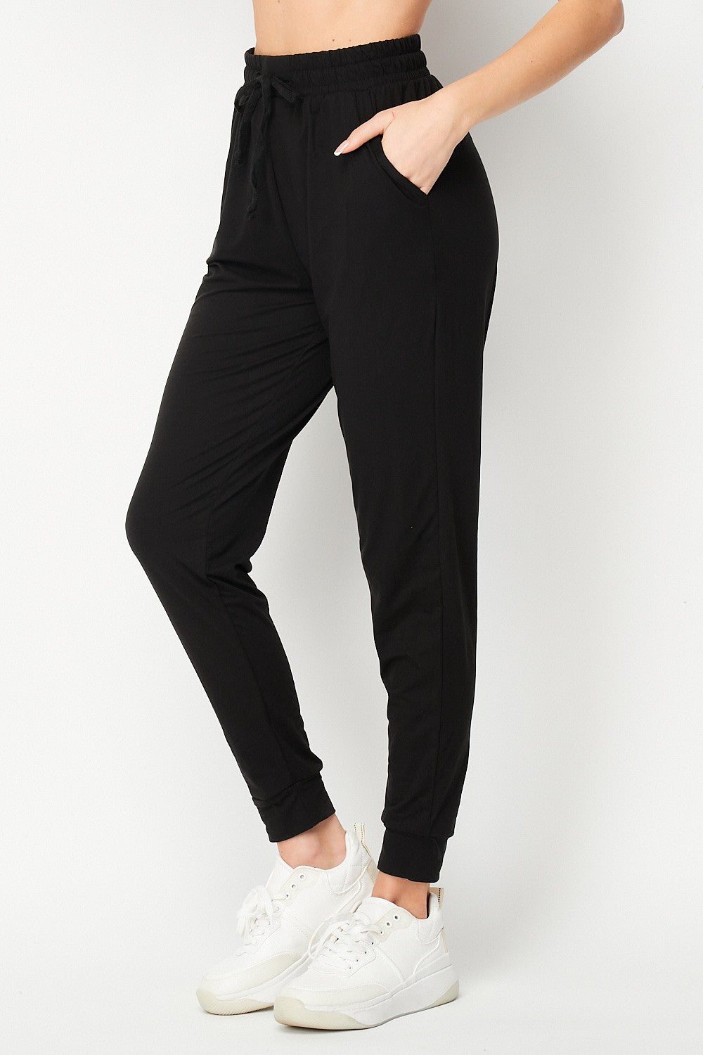 Solid Brushed Jogger Pants With Pockets (Plus Size)