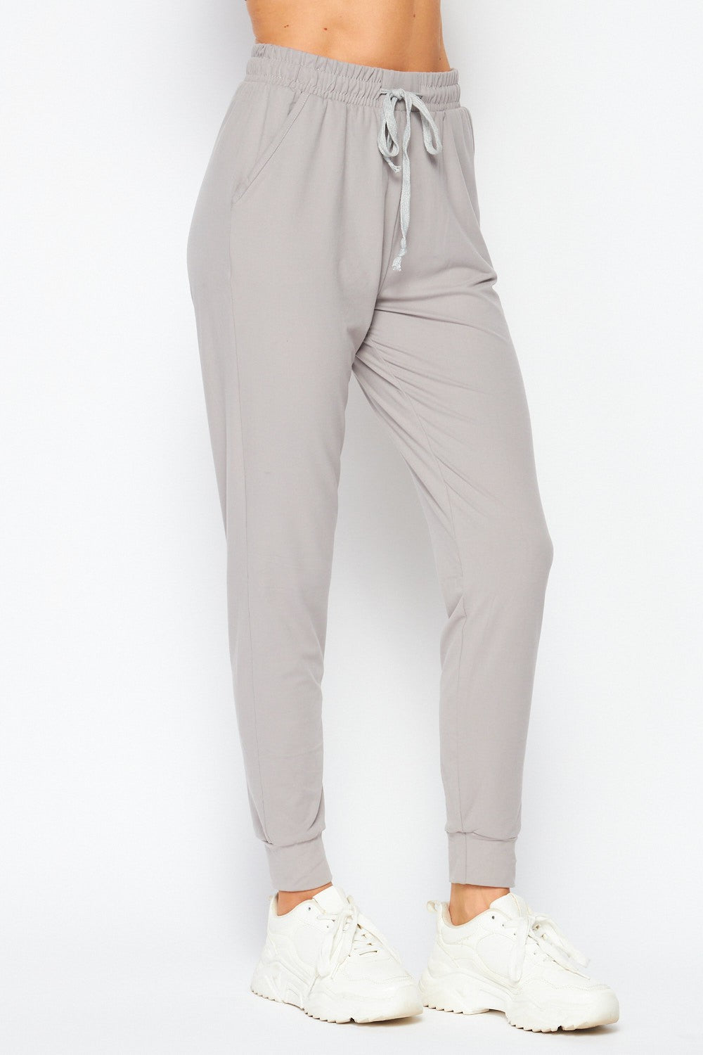 Solid Brushed Jogger Pants With Pockets (Plus Size)
