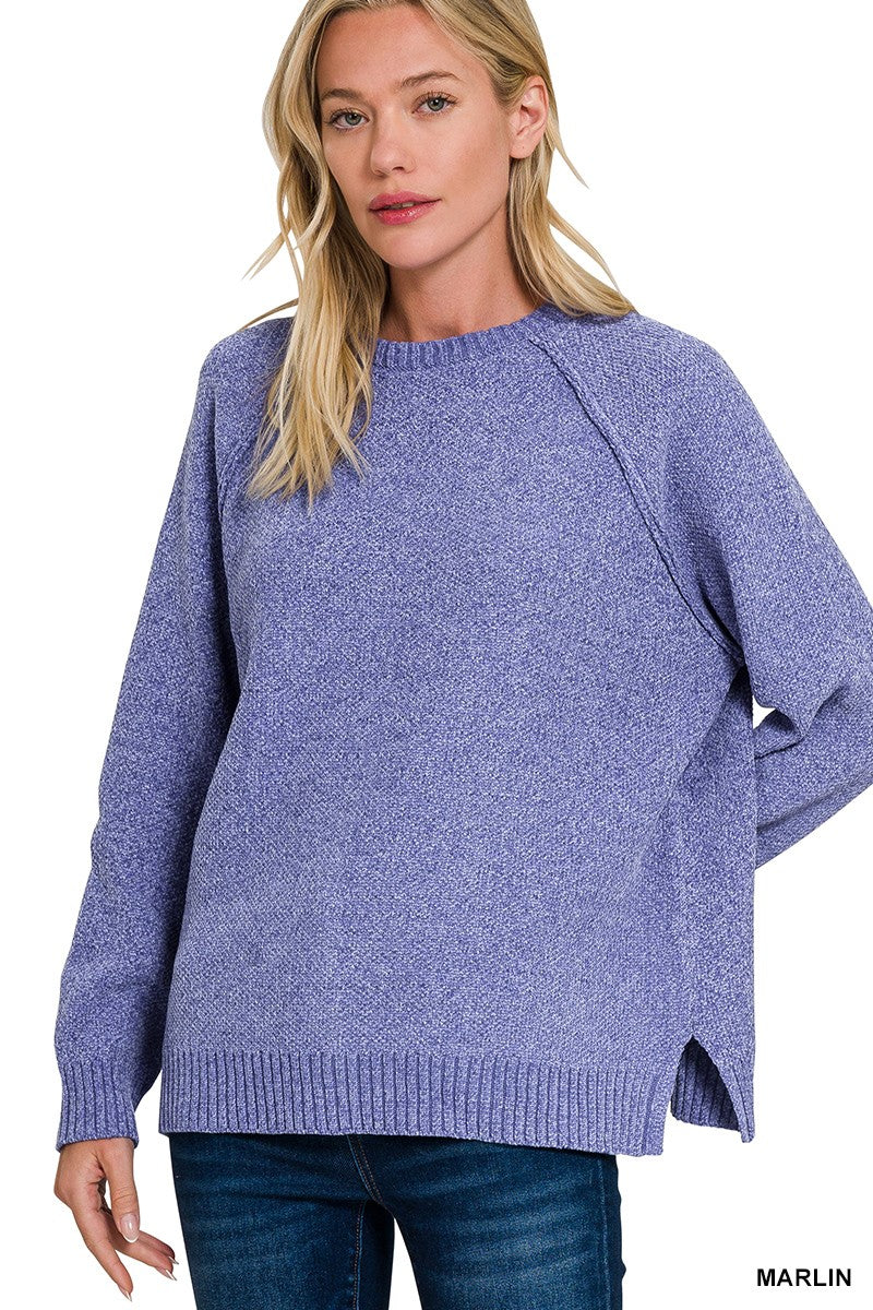 Chenille Raglan Sweater-Marlin