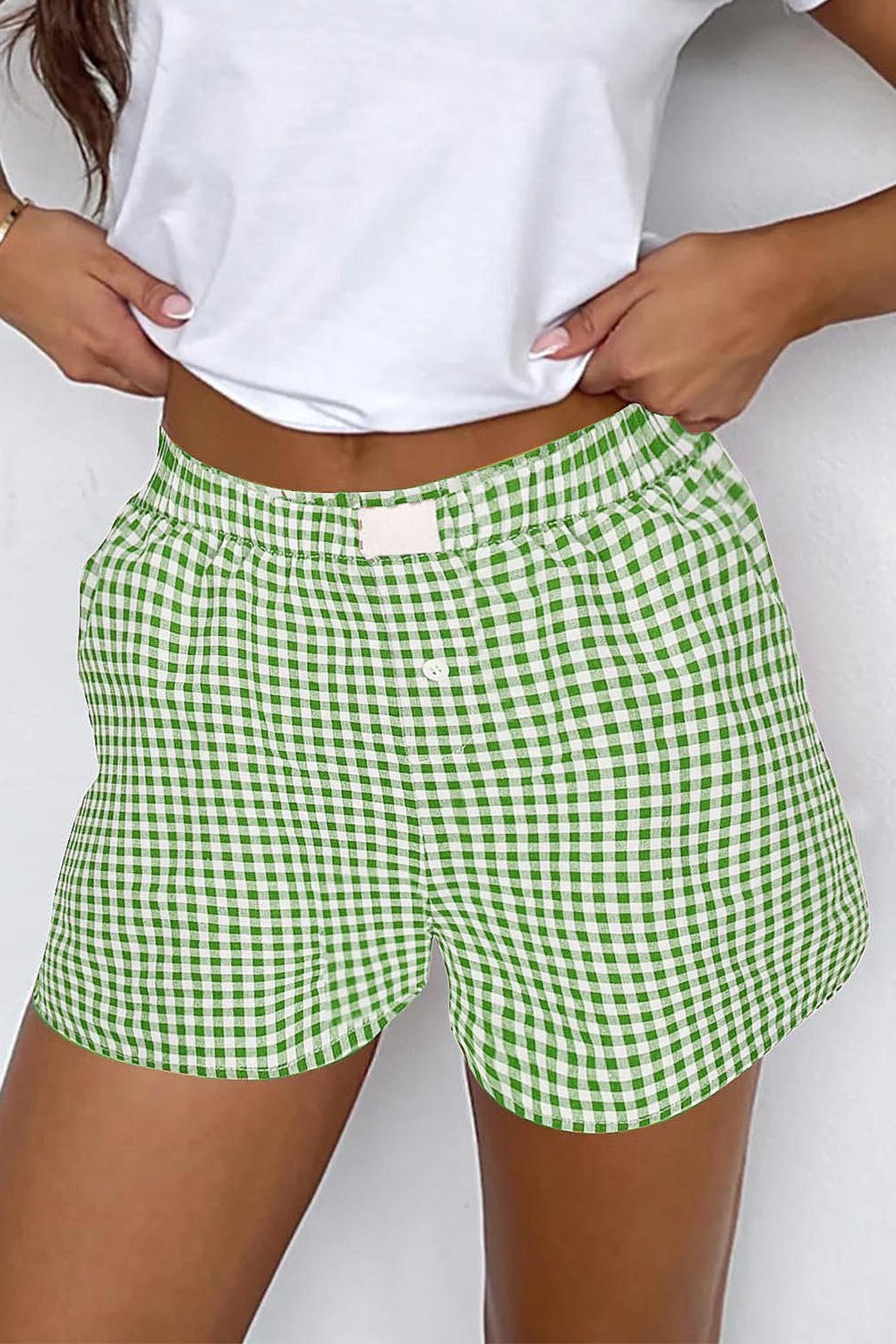 Plaid Gingham Printed High Waist Shorts