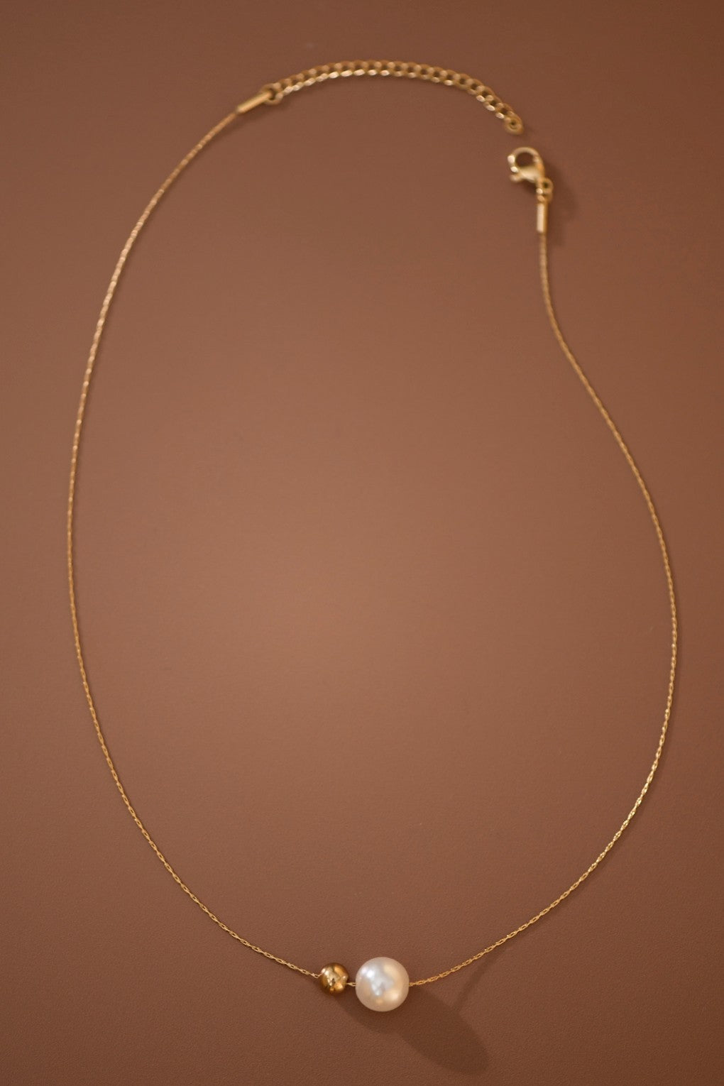 18K Gold Dipped Stainless Steel Pearl Necklace.