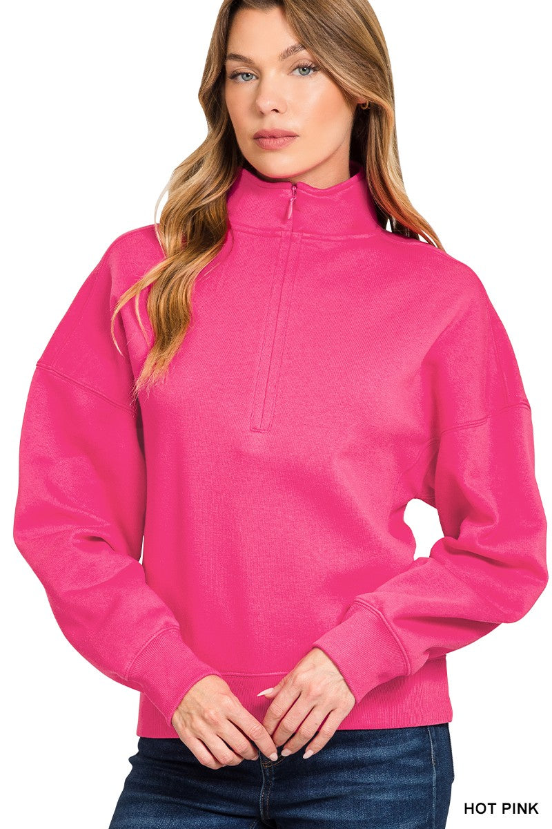 Fleece High Neck Half Zip Sweatshirts