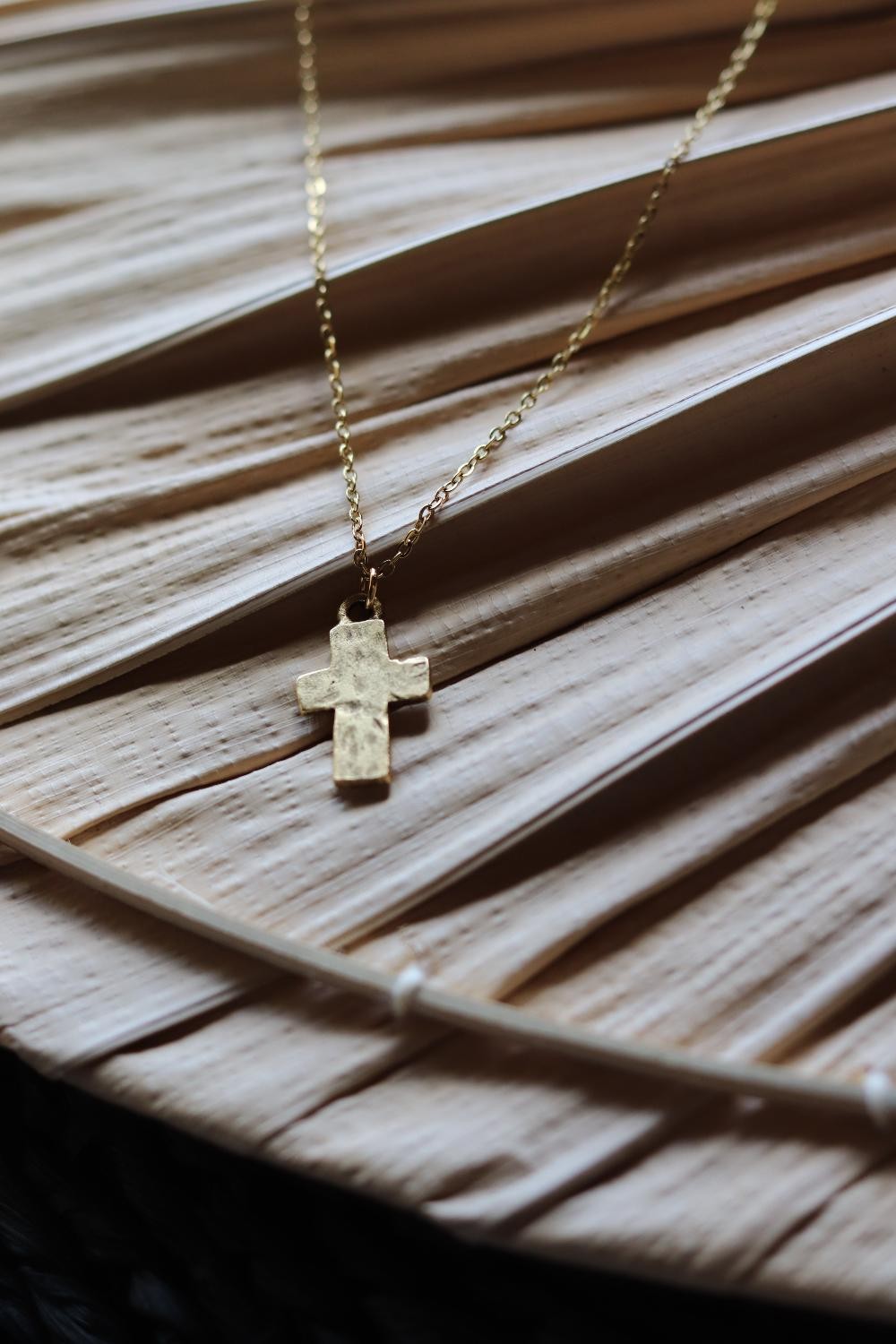 Dainty Gold Cross Necklace-gold