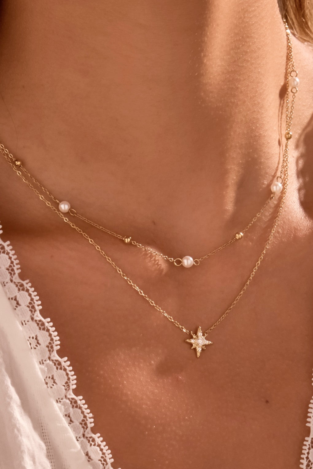 18K Gold Dipped Stainless Steel Layered Chain Necklace.