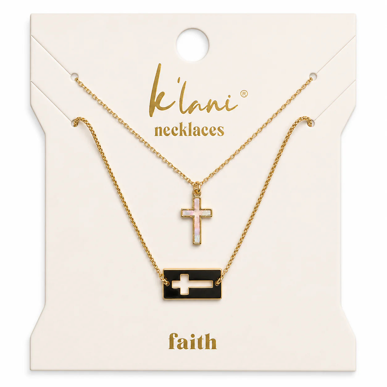 "Faith" Necklace Set Gold Mother of Pearl