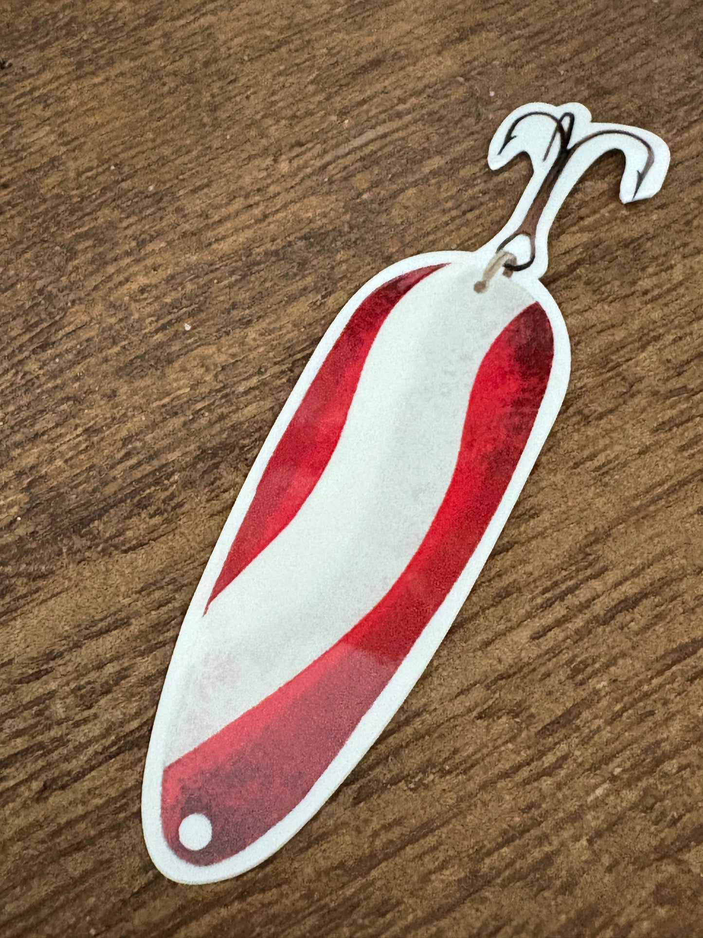 Vintage Red and White Swirl Lure Sticker