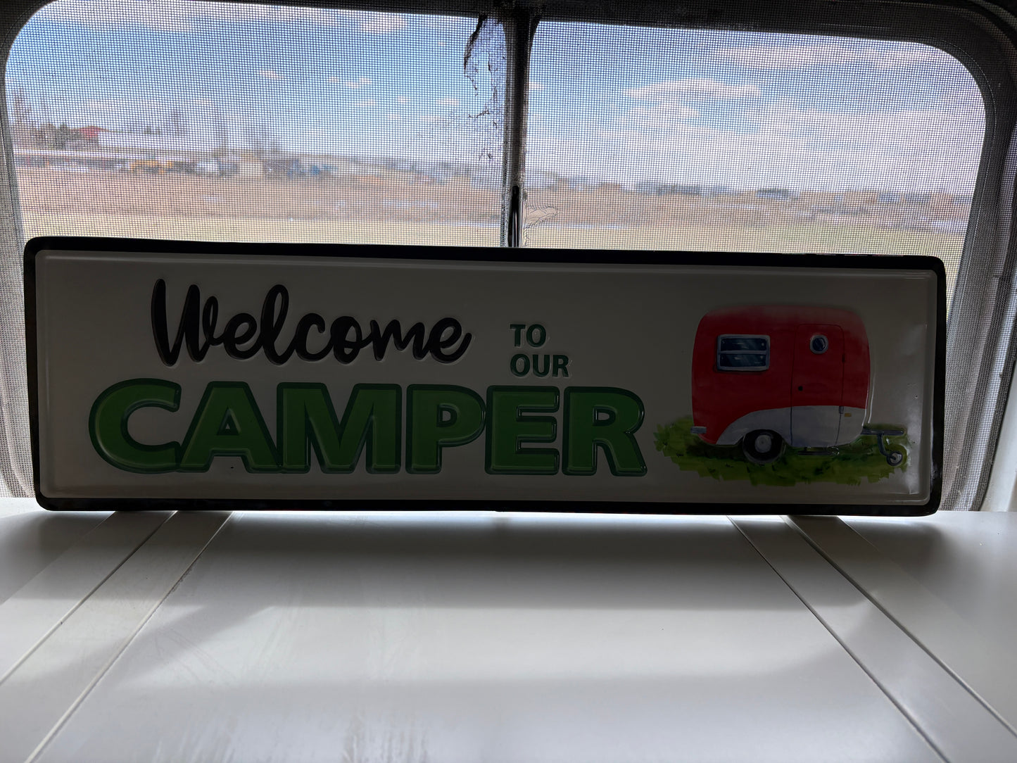 24" WELCOME CAMPER EMBOSSED SIGN
