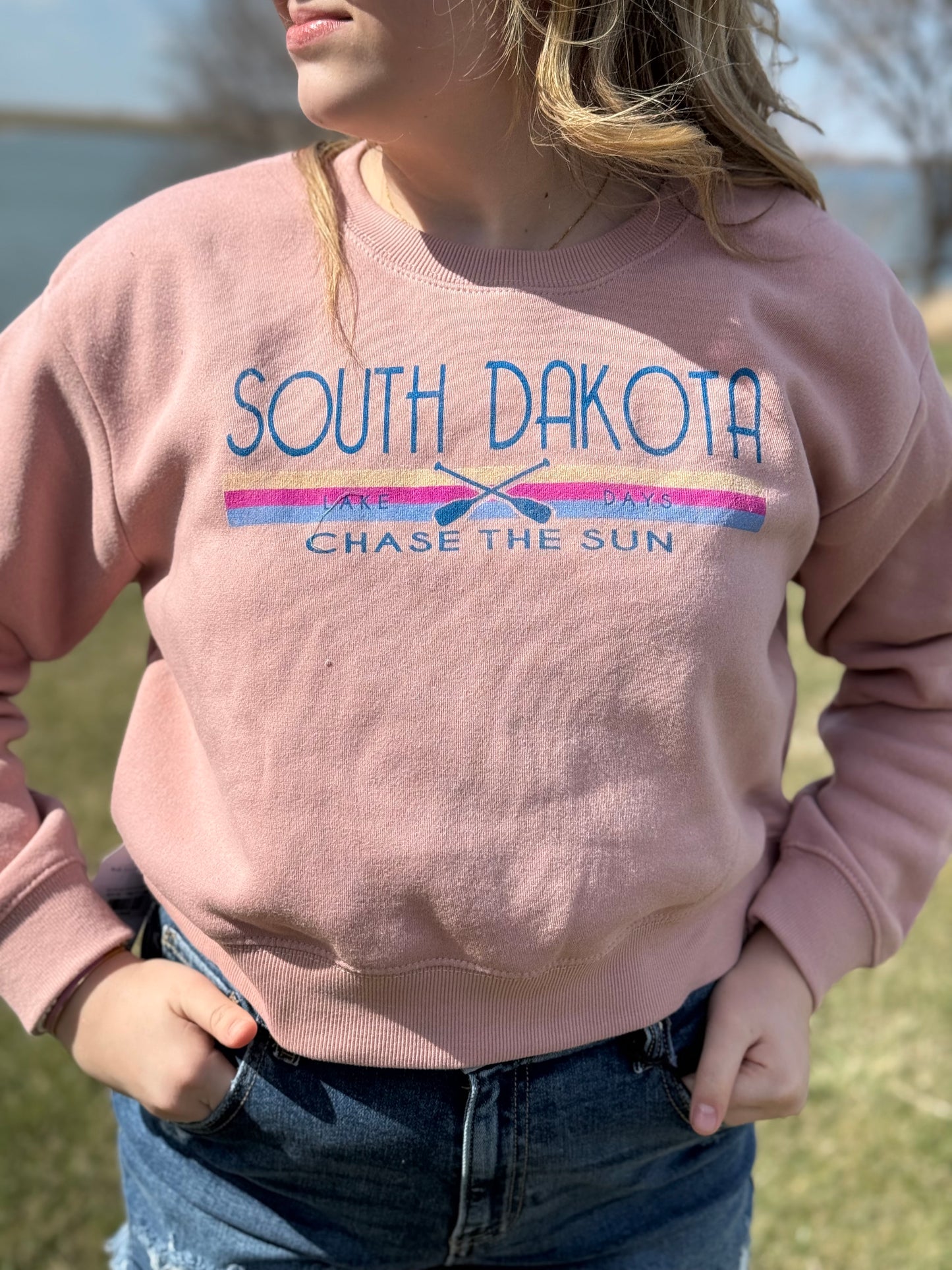South Dakota Fleece Mini Crew - Dusty Pink