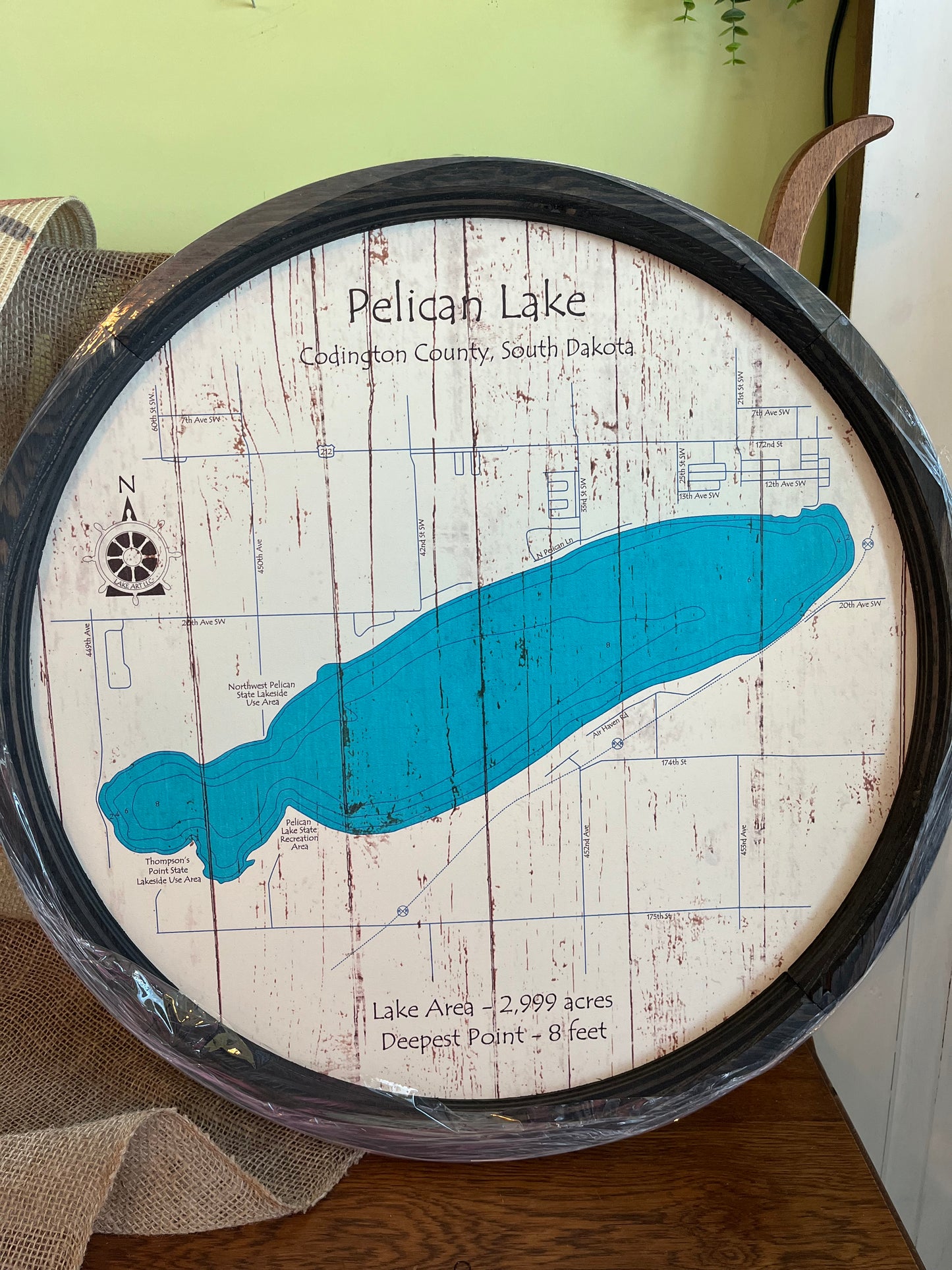 Pelican Lake Barrel Map Sign