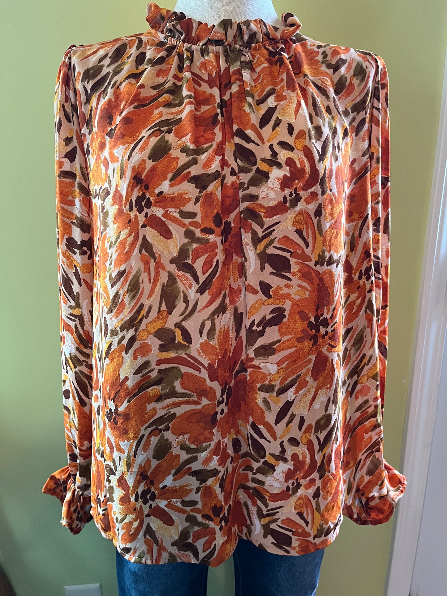 Katies Fall Mock Neck Blouse/ Autumn Colors