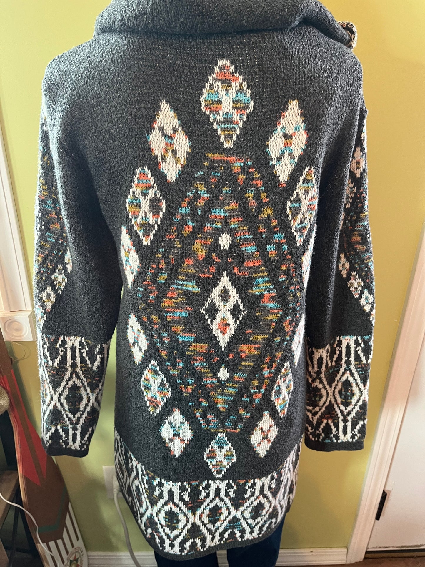 Katies Hooded Carigan with Aztec Rainbow