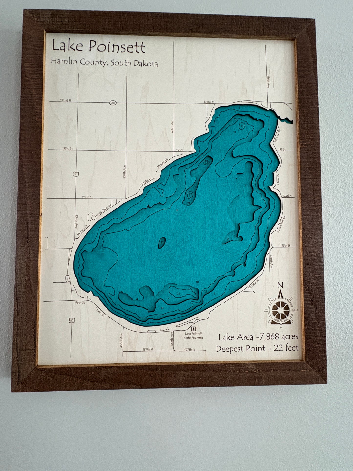 Custom 14x18 Lake| Framed Map
