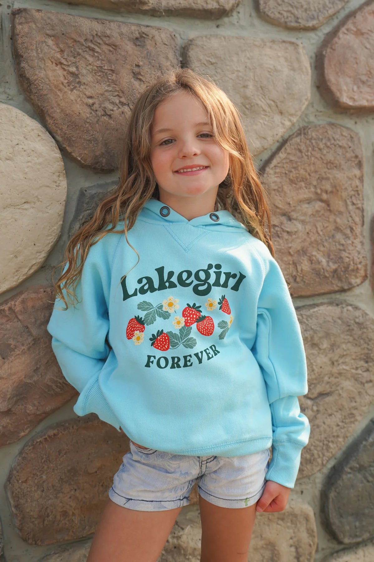 Lake Girl Youth Sanded Fleece Hoodie in Surf