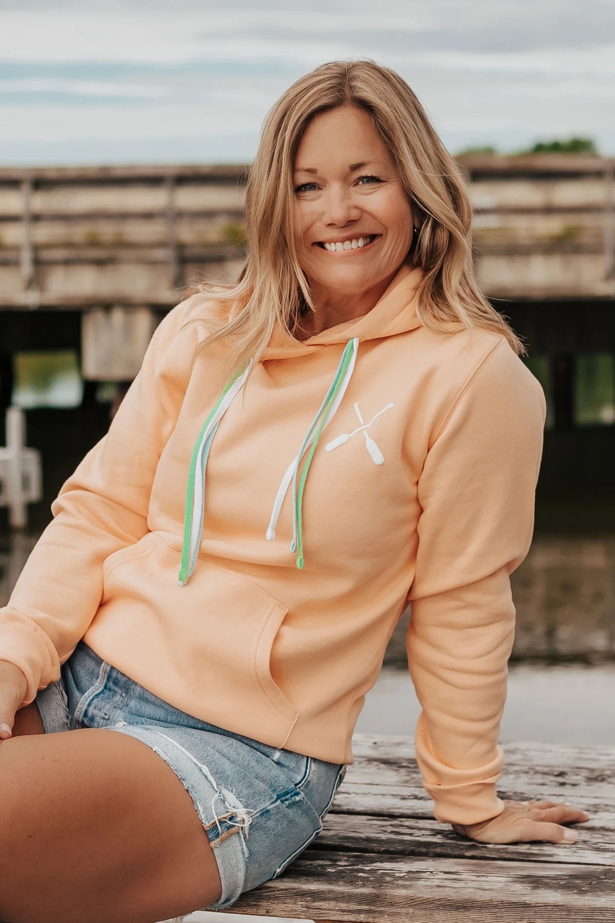 Lake Girl Multi Draw Cord Hoodie - Peach
