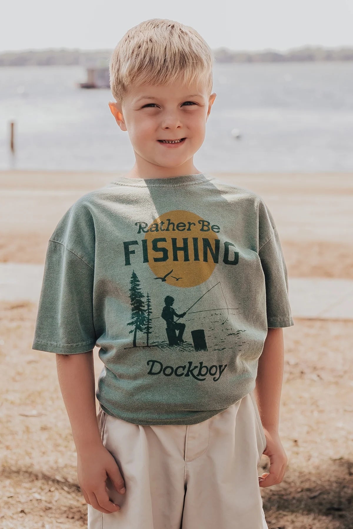 Dock boy Youth Ring spun Tee in Dorm Green