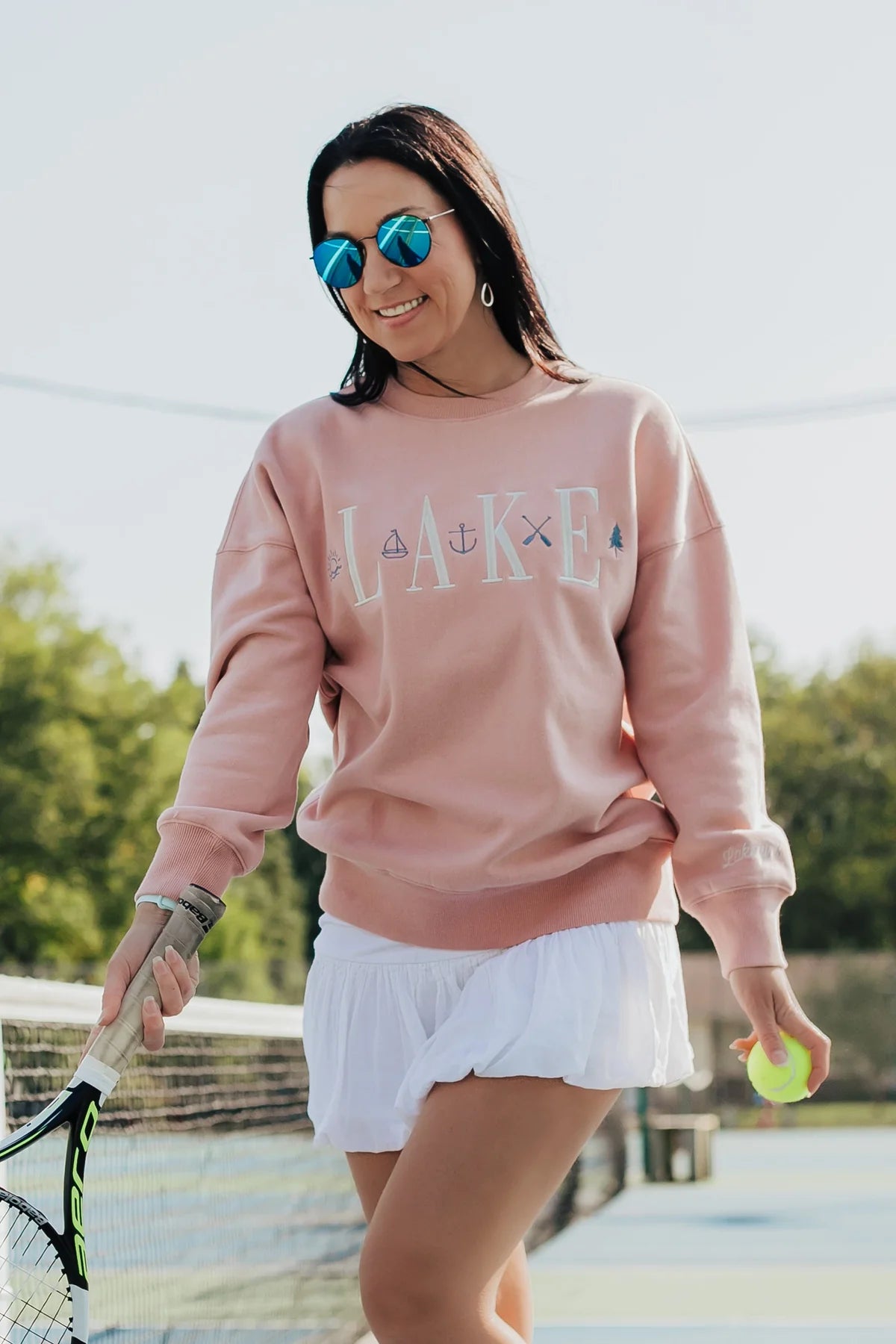 Lake Girl/ Crew Neck Sweatshirt/Dusty Pink