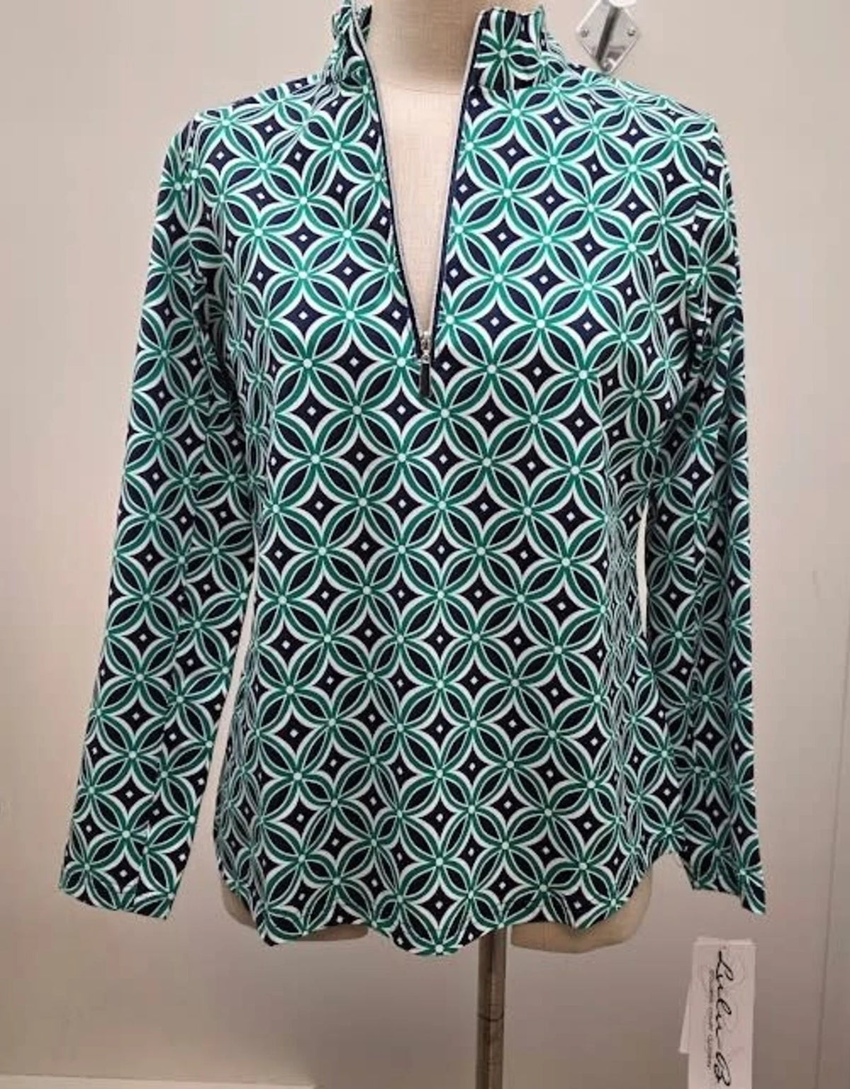 Lulu B 1/4 zip Long sleeve/ Green -Navy