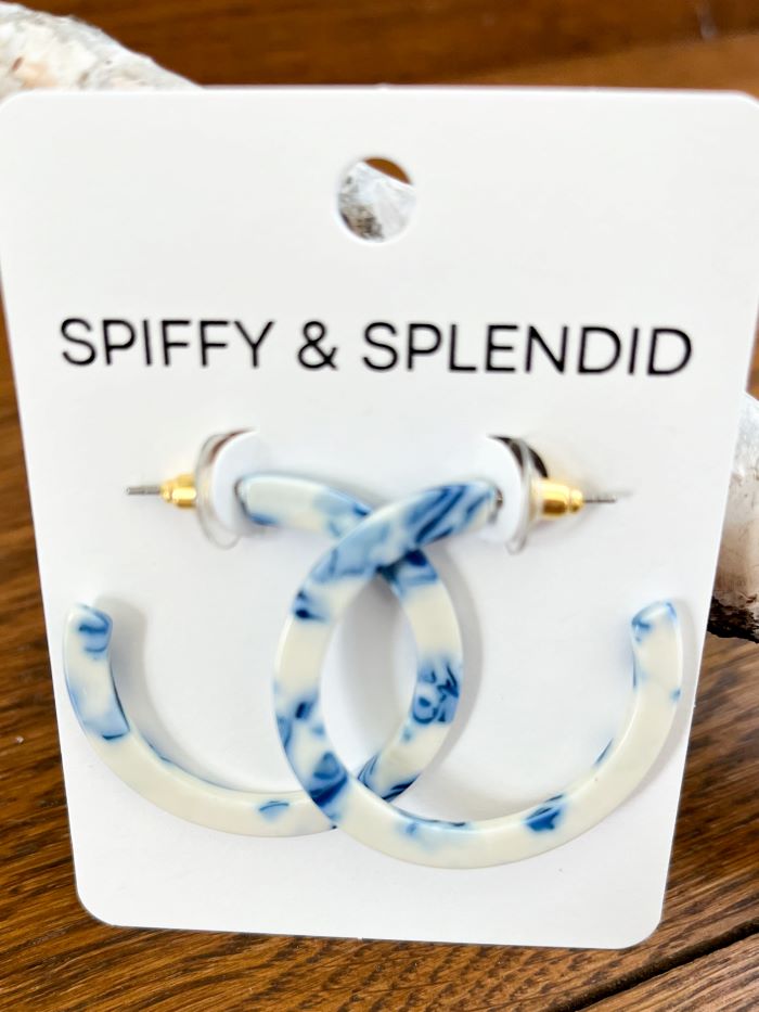 Greek Goddess Blue Hoop Earrings