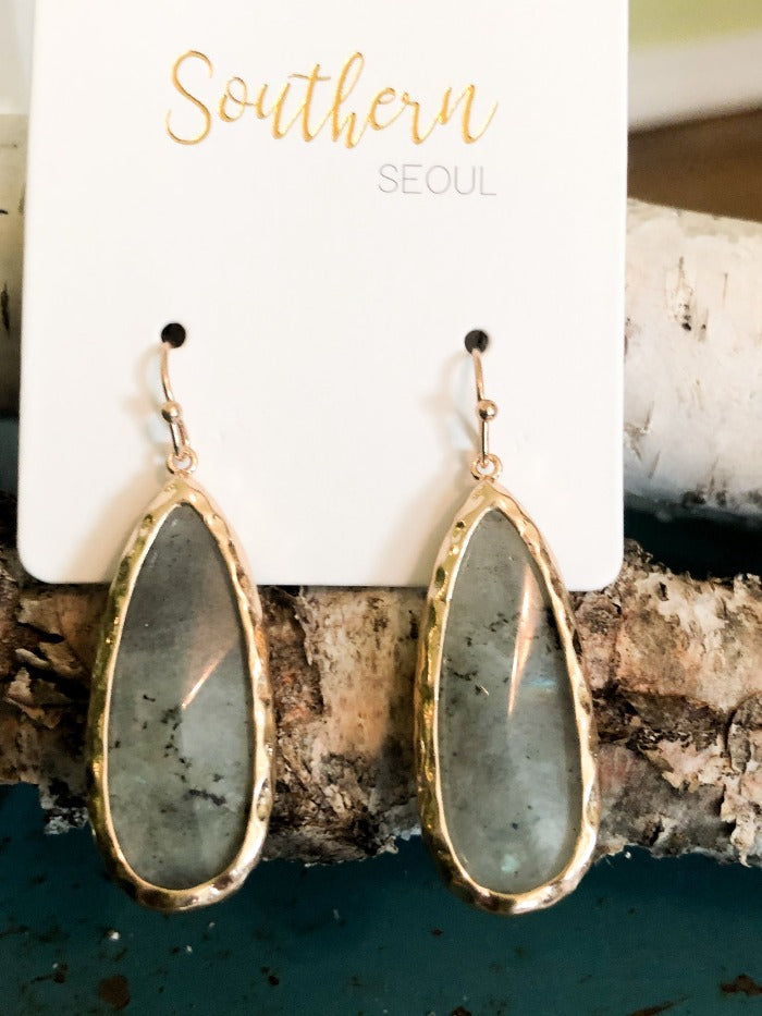 Natural Stone Earrings - Grey