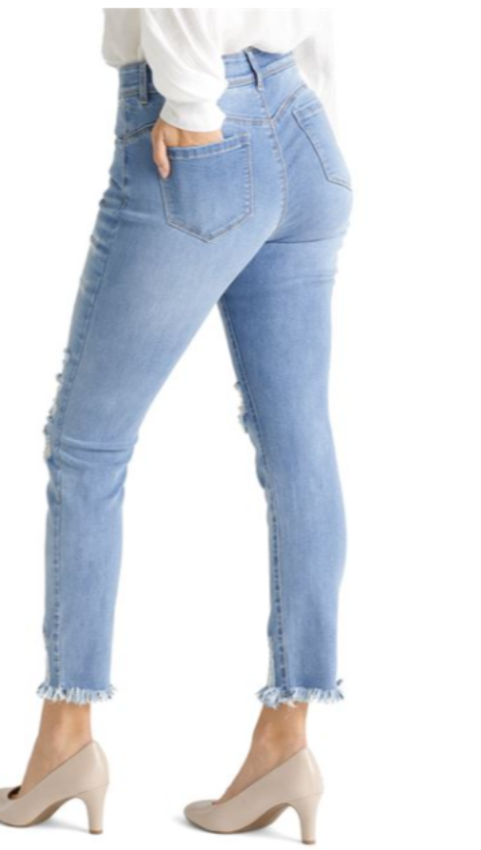 OMG Skinny Ankle Distressed Jeans