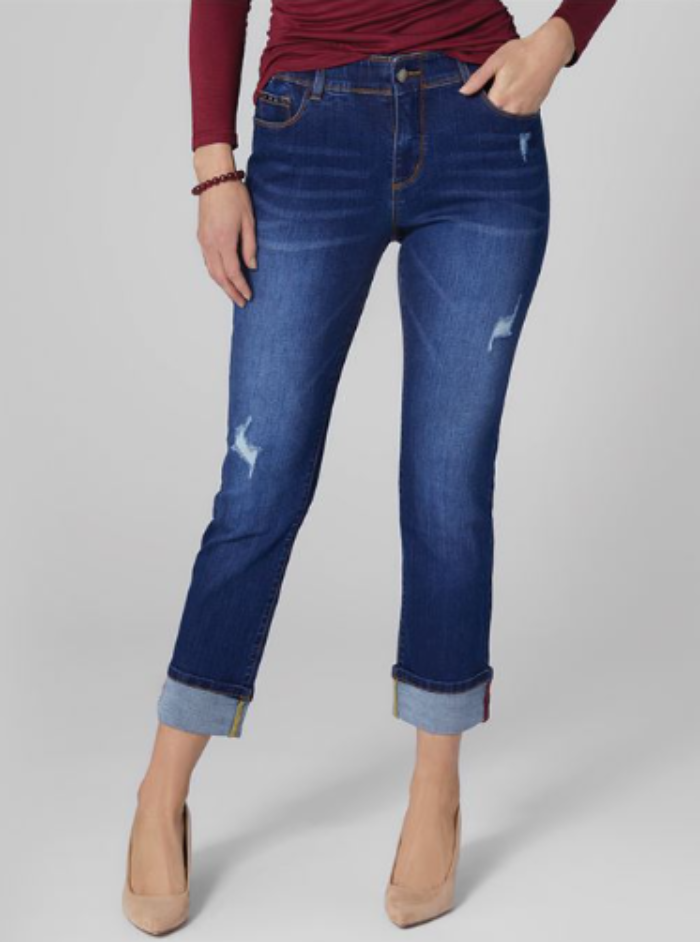 OMG Zoey Zip Straight Leg Cuffed Jeans