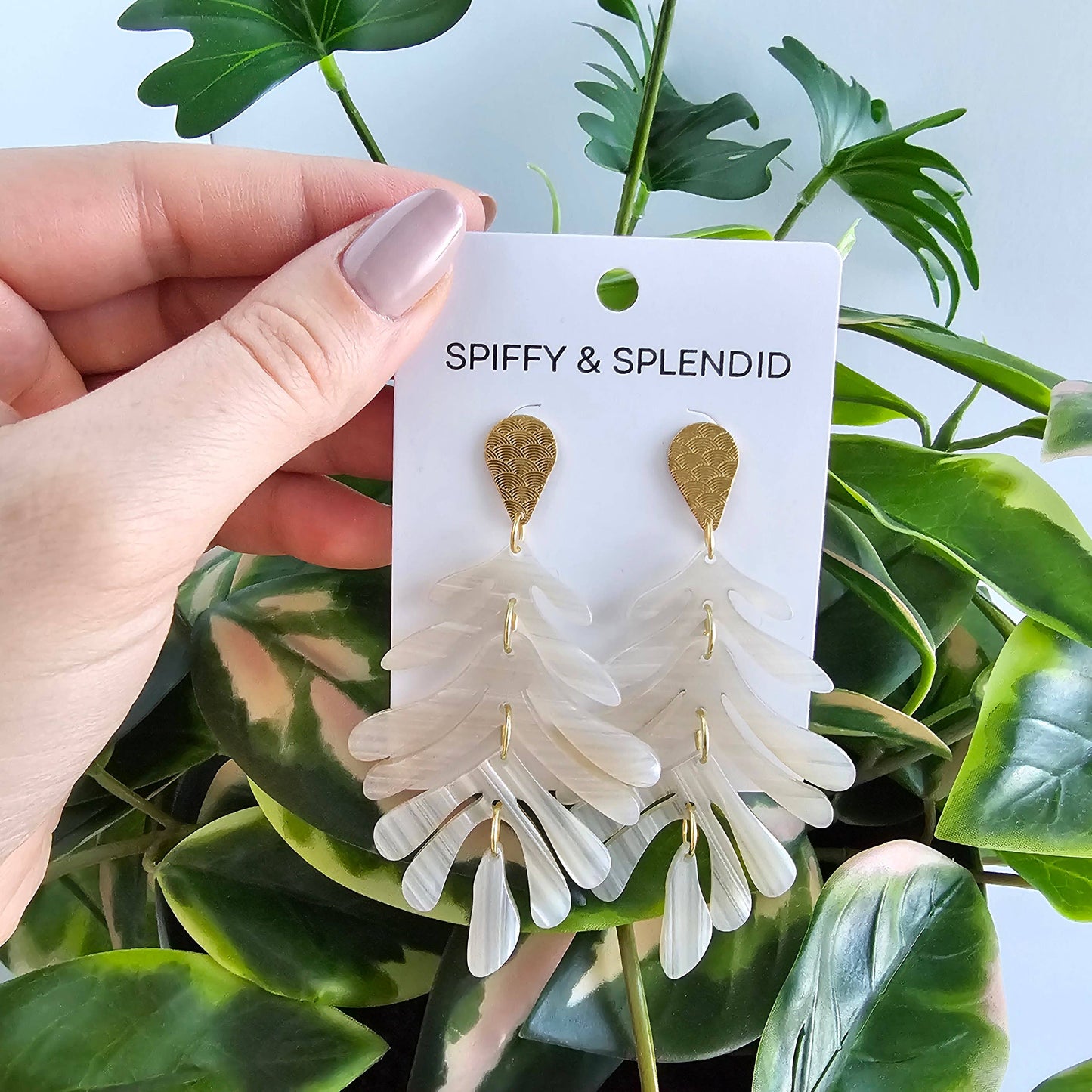 Palm Earrings - Seashell // Spring, Summer, Leaf