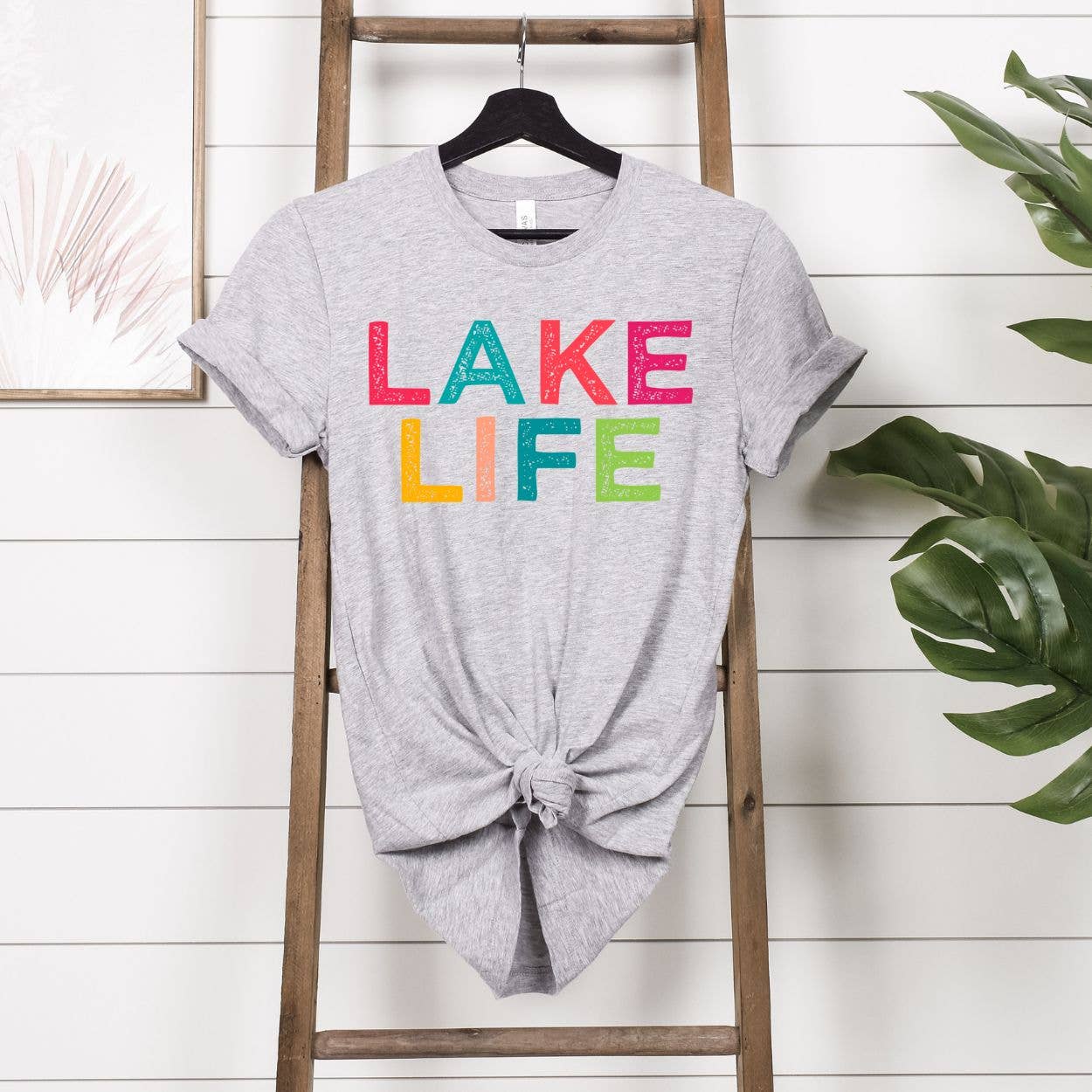 Lake Life Colorful Gray Tee