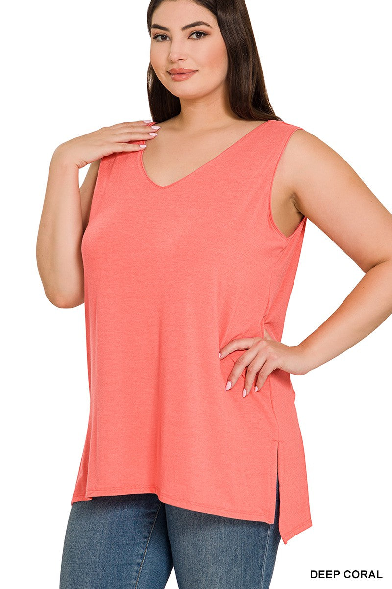 TANK TOP WITH SIDE SLIT TOP/PLUS