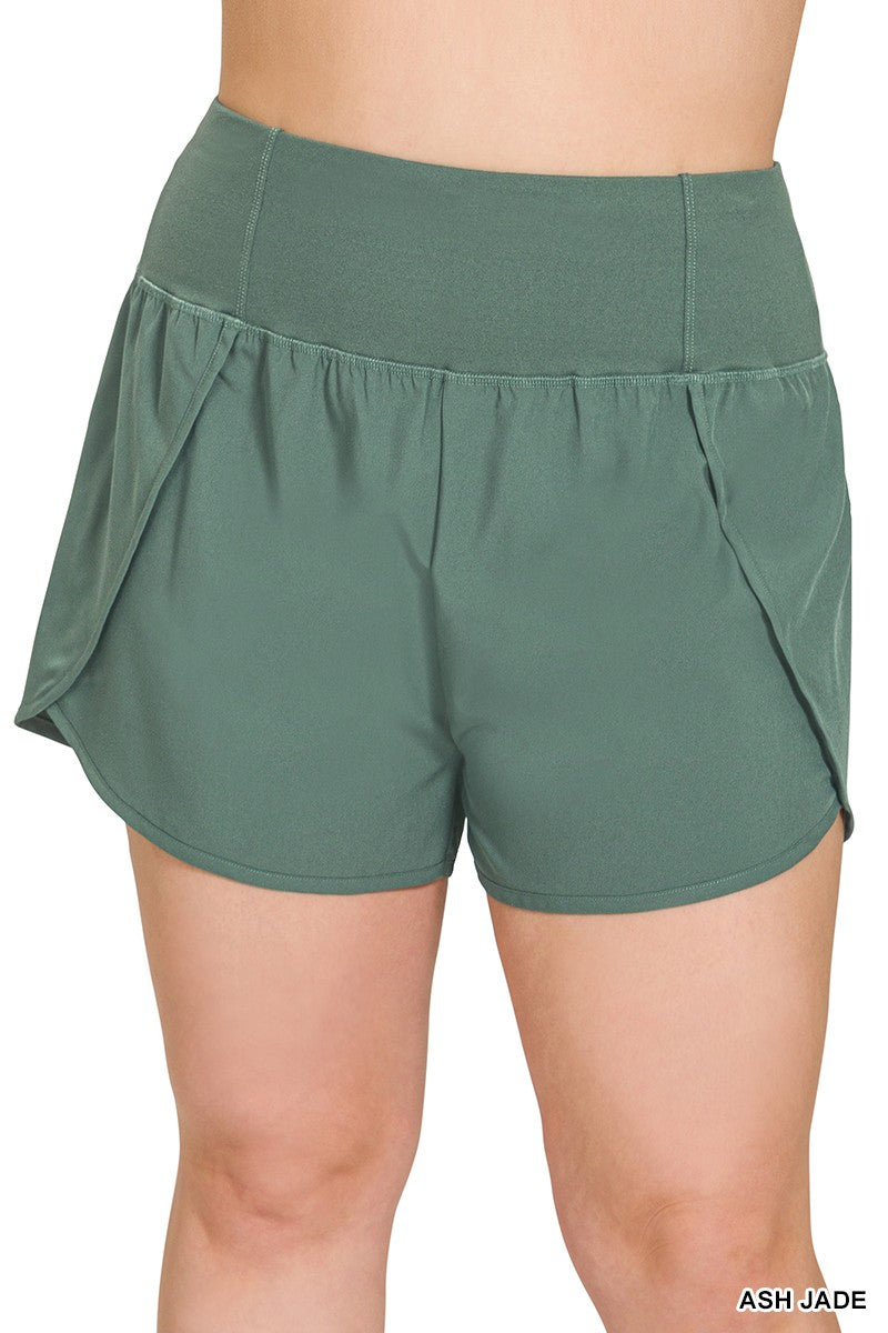 HIGH WAIST ZIPPER BACK POCKET RUNNING SHORTS