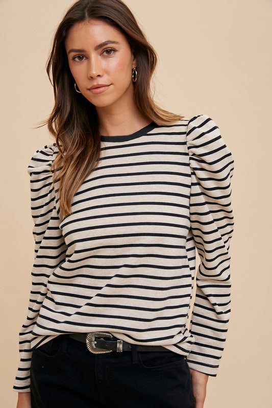 Striped Puff Sleeve Top