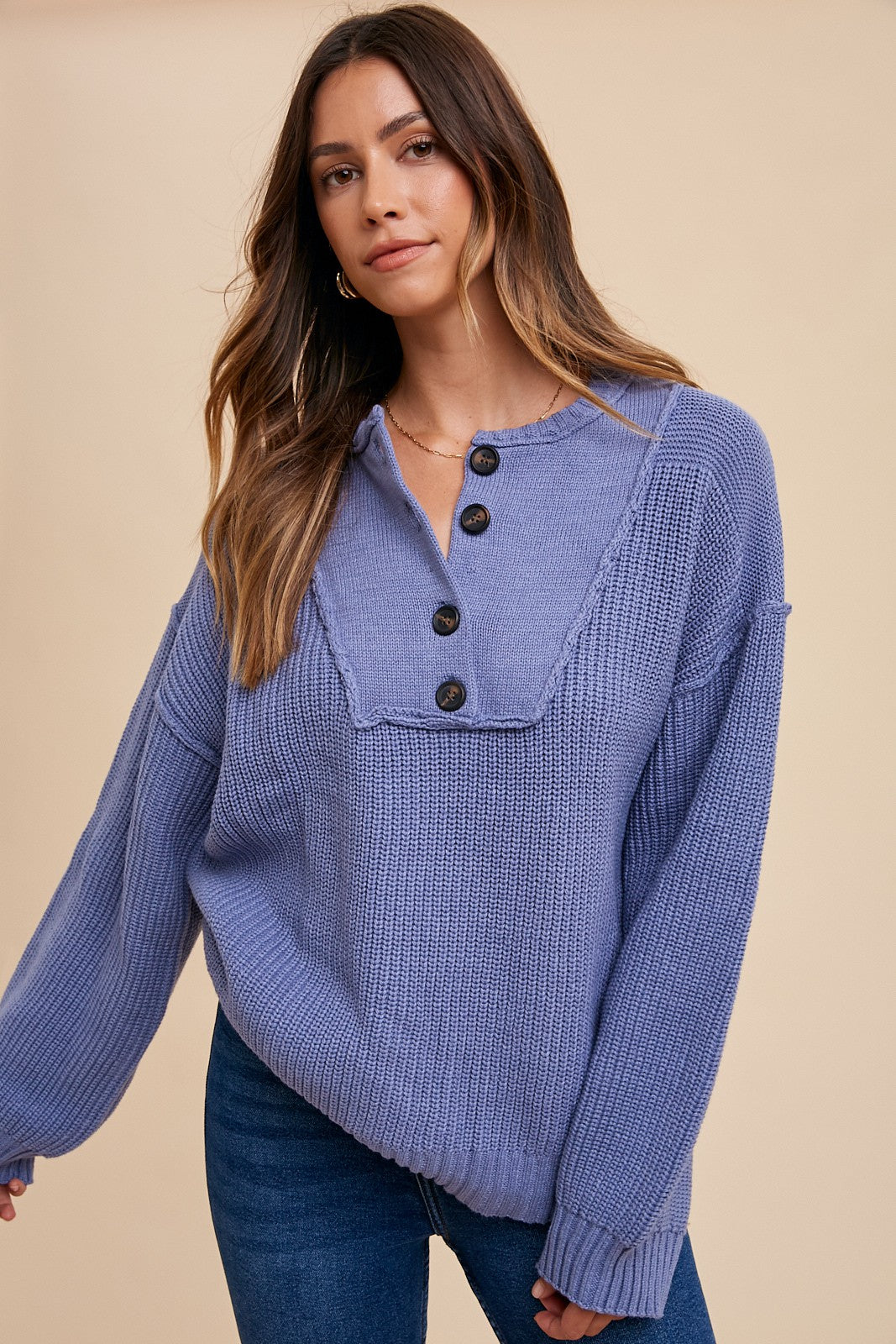 Henry Neck Rib Sweater Top