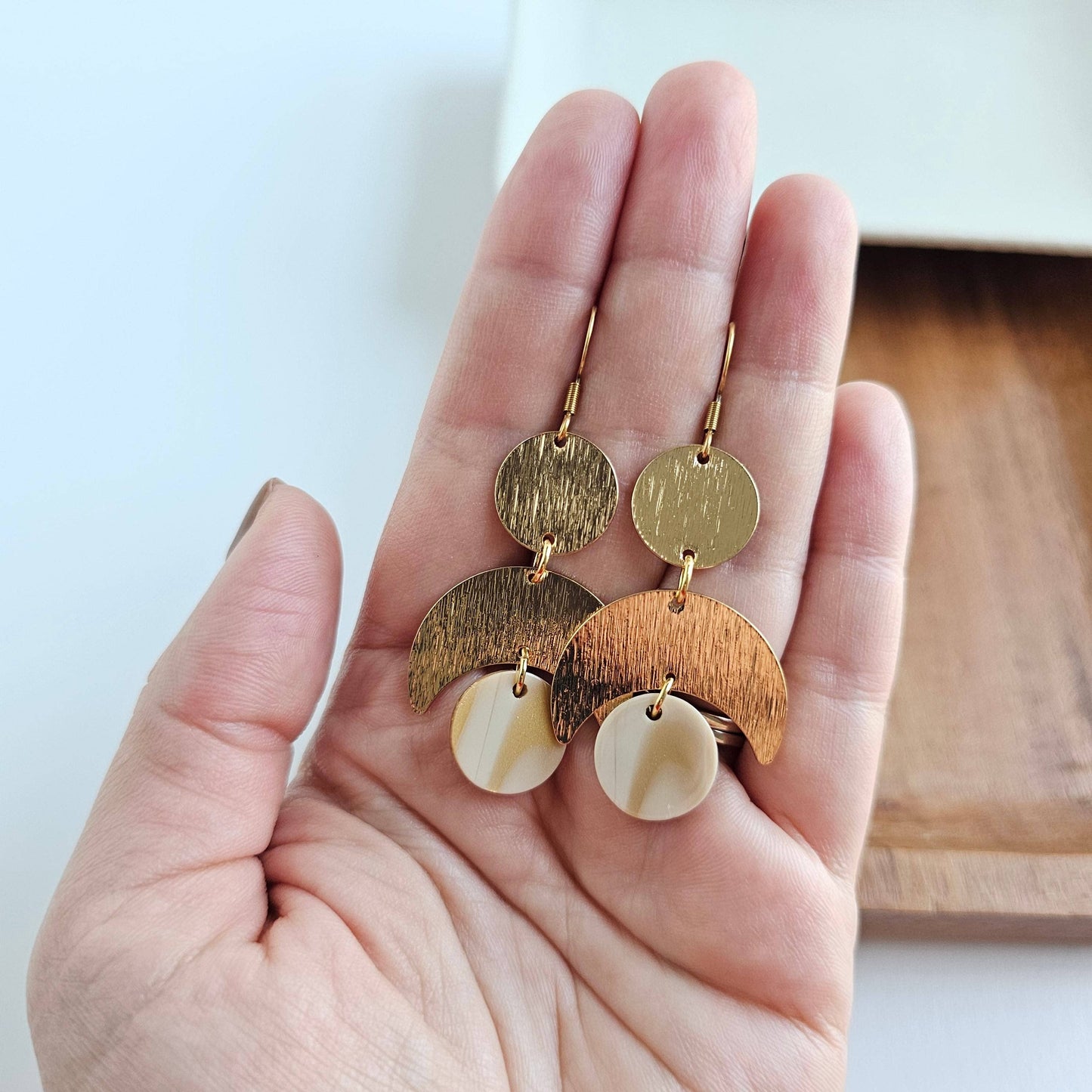 Eclipse Earrings - Golden Ivory // Fall, Moon, Jewelry