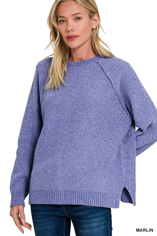 Chenille Raglan Sweater-Marlin