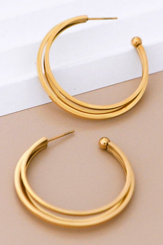 18K Gold Dipped Stainless Steel Hoop Earrings.