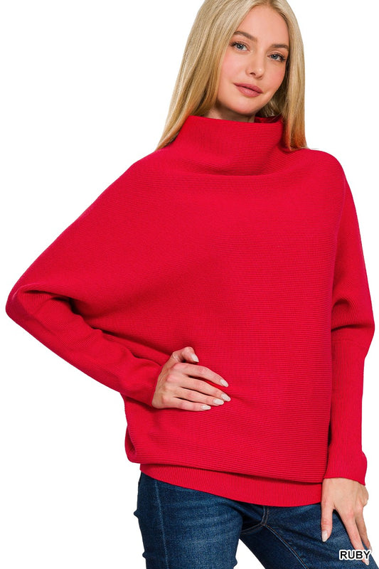 Dolman Sleeve Mock Neck Sweater