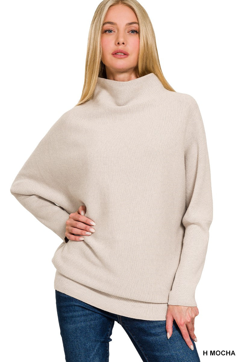 Dolman Sleeve Mock Neck Sweater