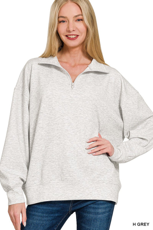 Scuba Half Zip Pullover- Heather Grey