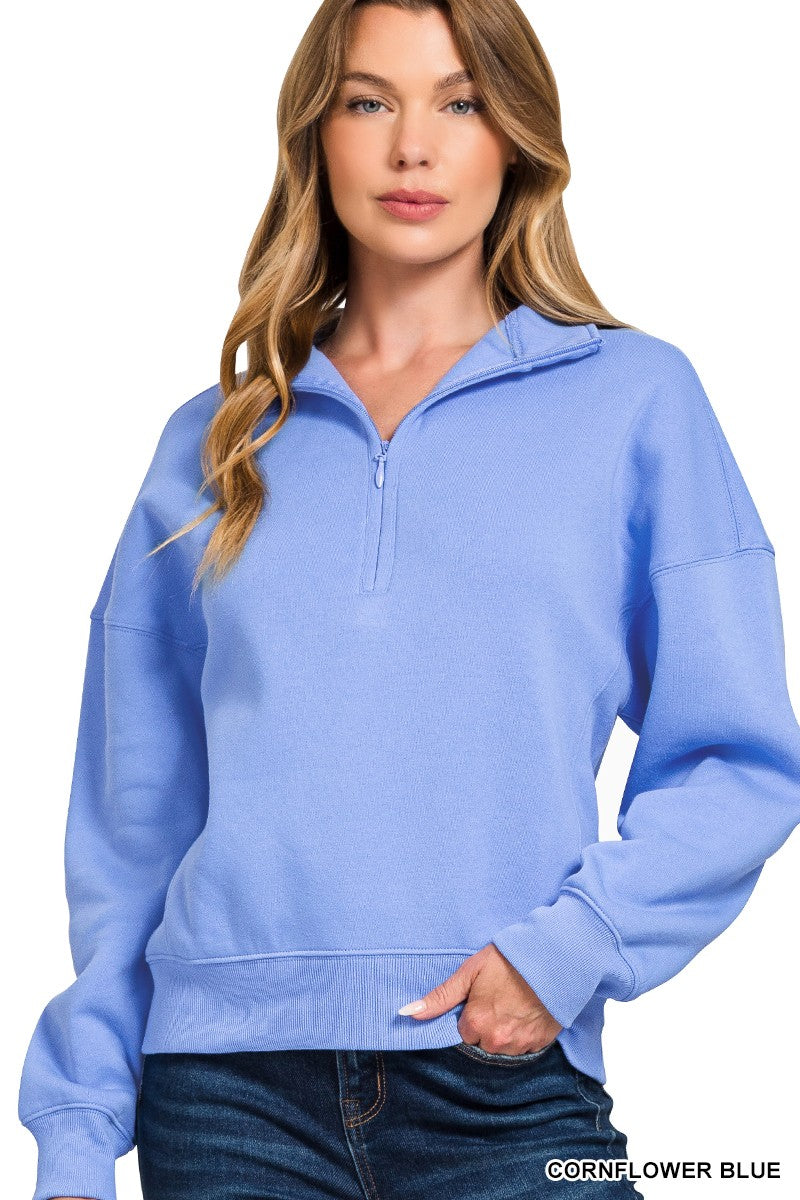 Fleece High Neck Half Zip Sweatshirts