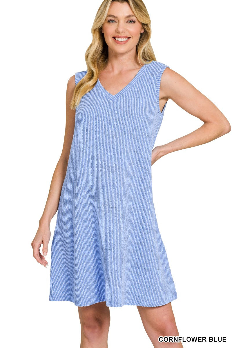 Raised Rib Sleeveless Mini Dress