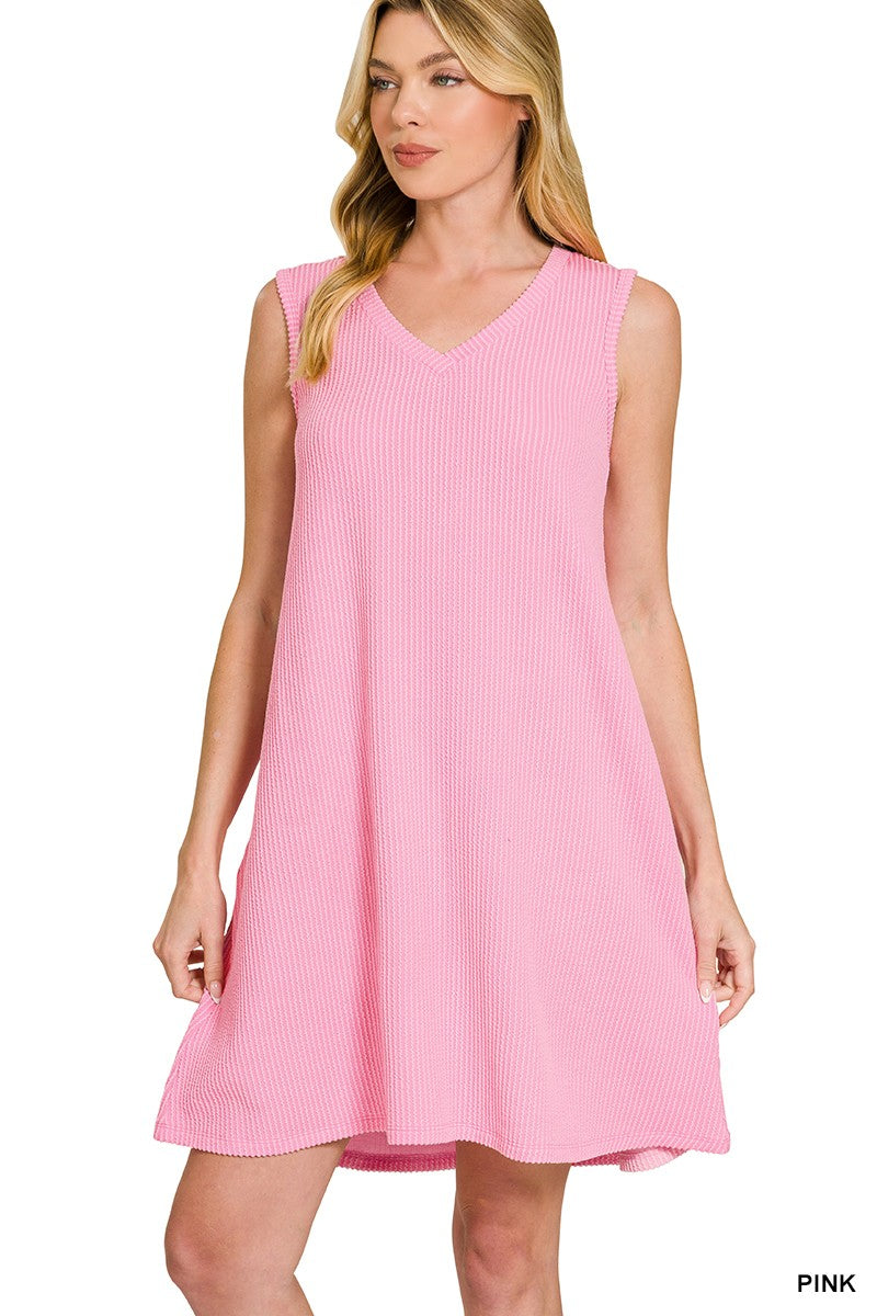 Raised Rib Sleeveless Mini Dress