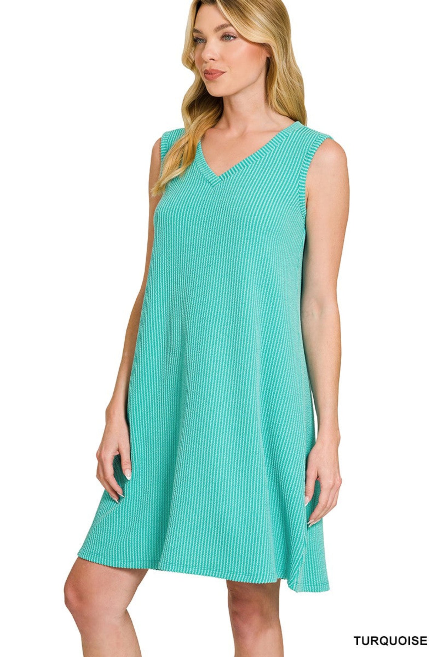 Raised Rib Sleeveless Mini Dress