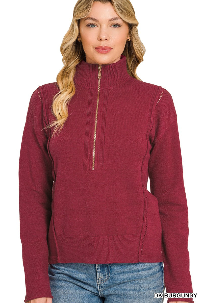 Half Zip High Neck Sweater