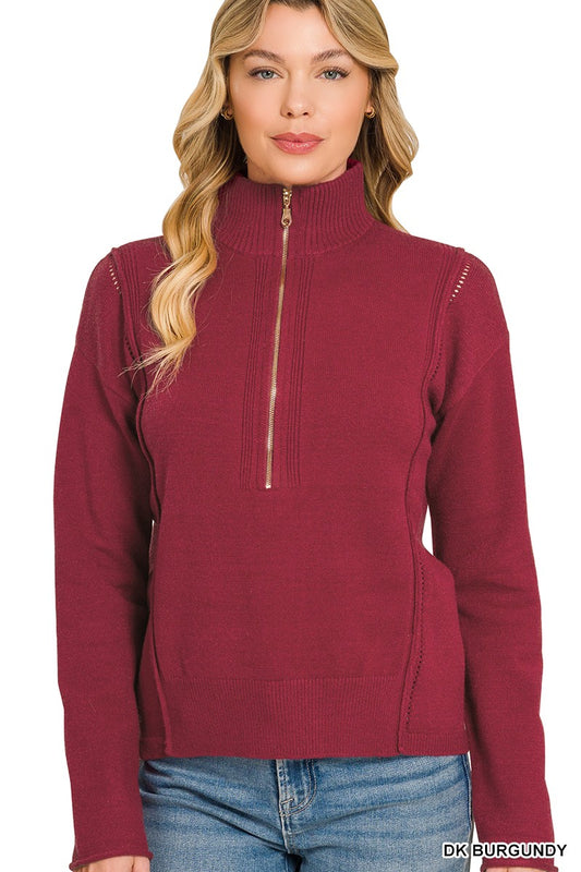 Half Zip High Neck Sweater