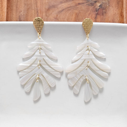 Palm Earrings - Seashell // Spring, Summer, Leaf