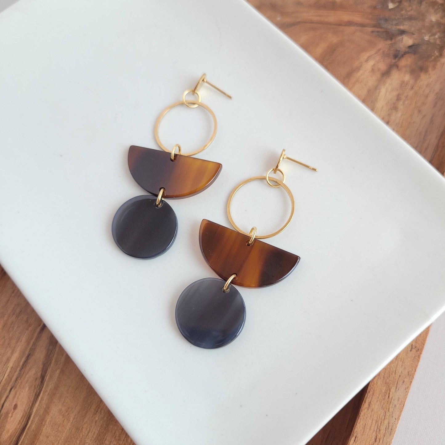 Wren Earrings - Walnut & Black // Fall, Jewelry, Gifts