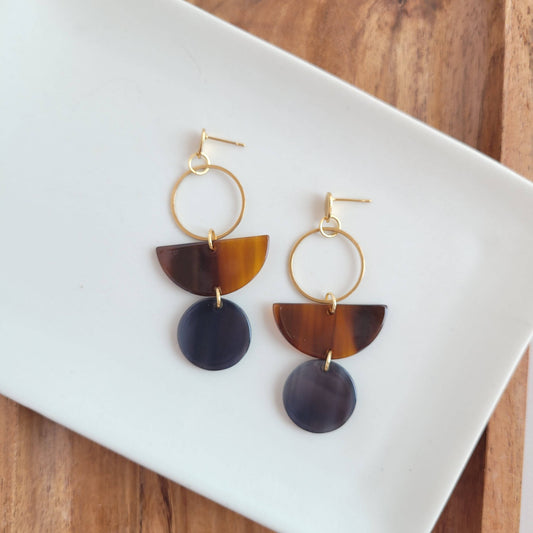 Wren Earrings - Walnut & Black // Fall, Jewelry, Gifts