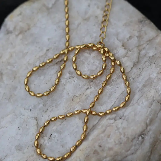 Rice Necklace-Stainless Steel-Waterproof Dainty Choker