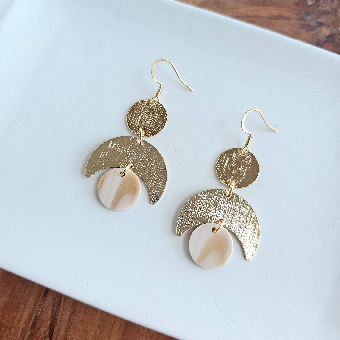 Eclipse Earrings - Golden Ivory // Fall, Moon, Jewelry