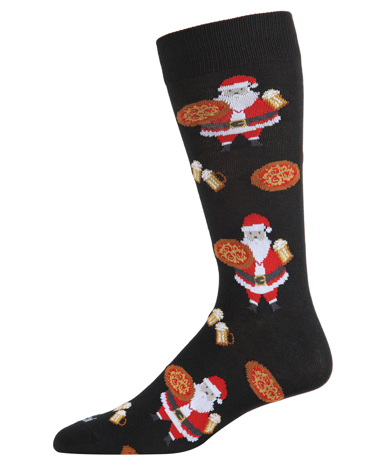 Men's Santa with Pizza Crew Socks/ Green