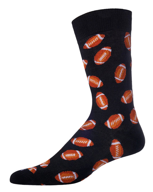 Men's Football Fan Bamboo Blend Novelty Crew Sock